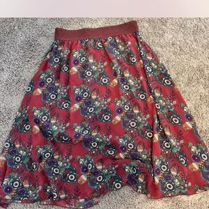 LuLaRoe Red Midi A-Line Pleated Skirt